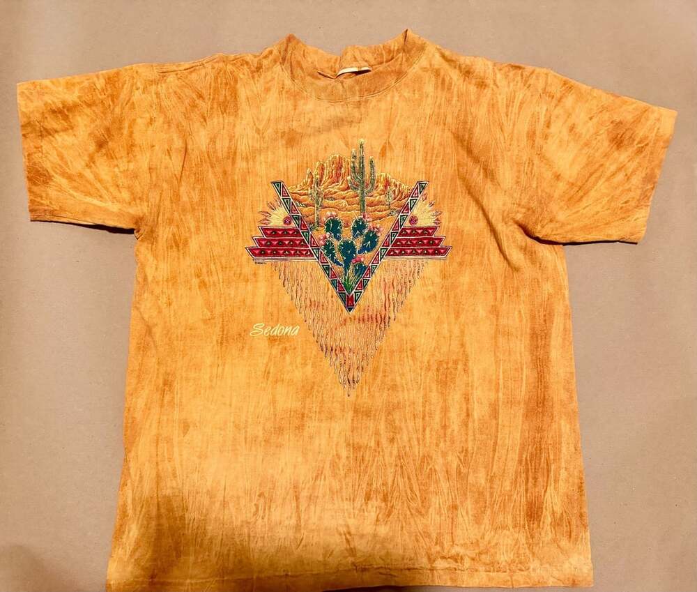 Vintage 90s Sedona Arizona Desert Cactus Southwest Acid Wash T-Shirt